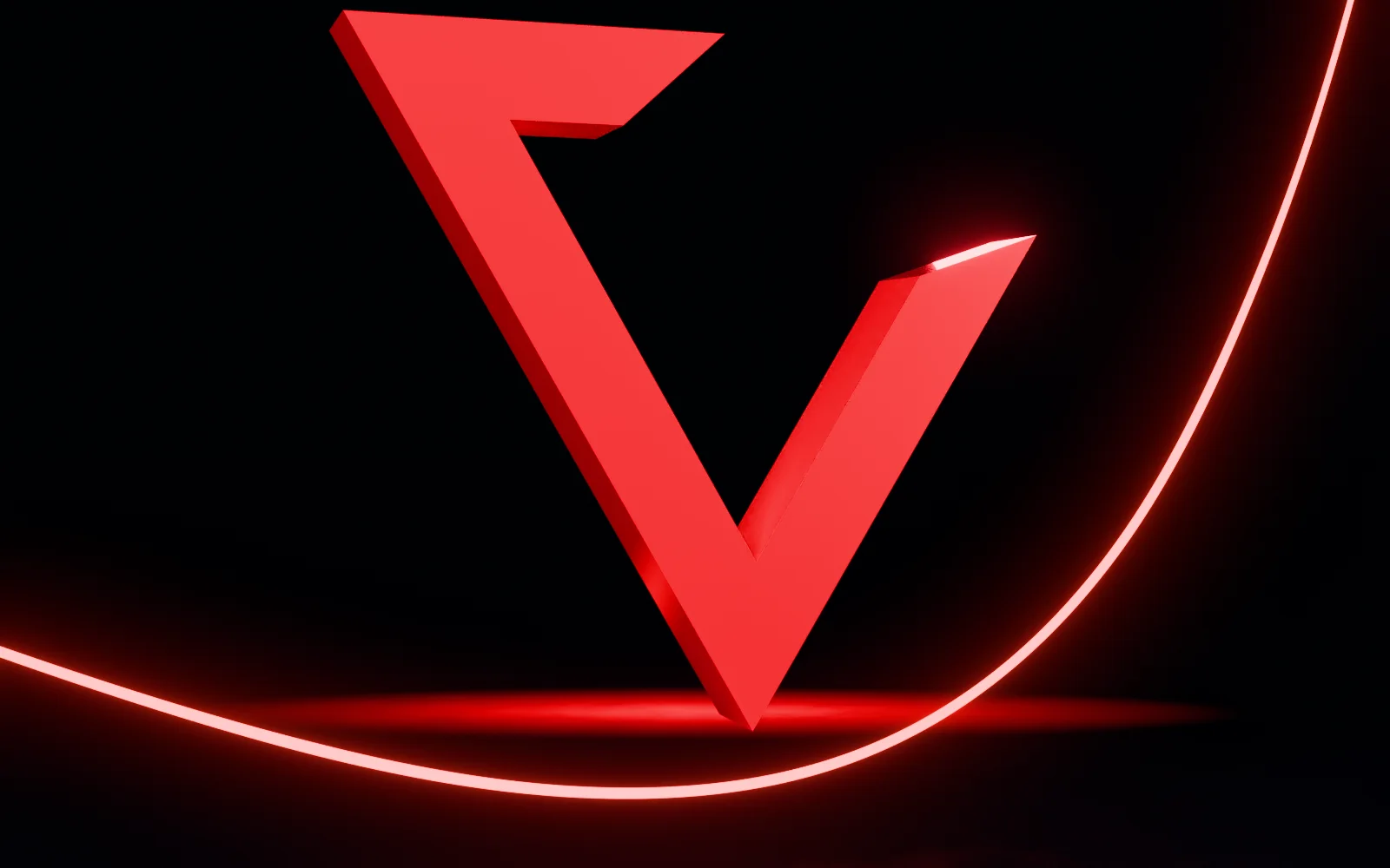 The finished red mark with a line of light flowing beneath it.